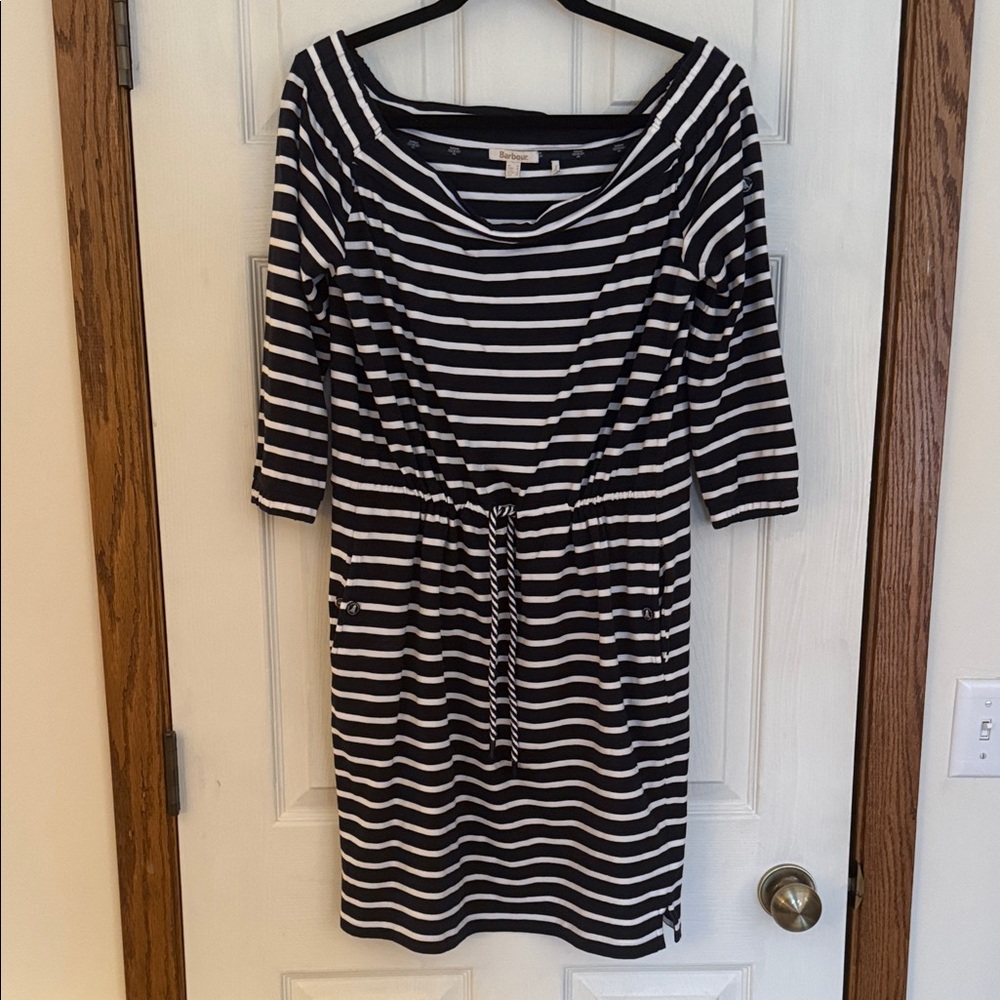 Barbour Navy and White Striped Dress